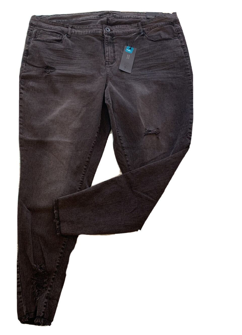Size 22W Rue+ Womens Plus Size Black Distressed Mid Rise Jeggings New